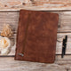 Custom Brown Pu Leather Portfolio with Tablet Case, Portfolio for A4/Letter Size Notepad, Leather Notebook Holder with Handle,Unique Gift for Him