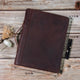 Custom Crazy Horse Leather Portfolio with Handle,Dark Brown Leather Padfolio with A4 Notepad Case, Folder with Pocket, Personalized Gift Him