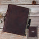 Custom Crazy Horse Leather Portfolio with Handle,Dark Brown Leather Padfolio with A4 Notepad Case, Folder with Pocket, Personalized Gift Him