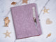 Women Printing Purple Leather Portfolio, Custom Printing Padfolio,Leather Portfolio with A4 Notepad Holder,Portfolio for Women,Birthday Gift