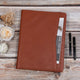 Engraved Name&Logo Leather Portfolio,Custom Brown Pu Leather Padtfolio for Men, Leather Notebook,A4 Document Holder,Business Gift