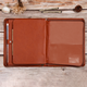 Personalized Brown Vegan Leather iPad Case Portfolio with A4 Notepad Holder,Engraved Name/Logo Business Padfolio,Letter Size Organizer,Anniversary Gift