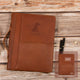 Personalized Brown Crazy Horse Portfolio with Handle, Leather Portfolio with A4 Notepad Holder, Office Notebook,Business Gift