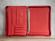 Personalized Red Crazy Horse Leather Portfolio with 3 Rings Binder,Zipper Portfolio with A4 Notepad Holder,Anniversary Gift for Her