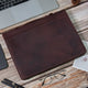 Custom Crazy Horse Leather Portfolio with Handle,Dark Brown Leather Padfolio with A4 Notepad Case, Folder with Pocket, Personalized Gift Him