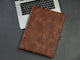 Customizable Vintage Brown PU Leather Portfolio - Fits Tablets/Laptops up to 13", 1-Inch 3 Ring Binder, Expandable A4 Organizer with Metal Clipboard, 2 Pen Holders, 4 Card Holders - Personalized Options Available