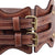 Crazy horse leather double button to tighten waist wide belt - AZXCG handmade genuine leather 