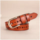 Women Leather perforated printed belt - AZXCG handmade genuine leather 