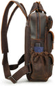Vintage Genuine Leather Backpack 14 Inch Laptop Bag Multi Pockets School Travel Daypack - AZXCG handmade genuine leather 