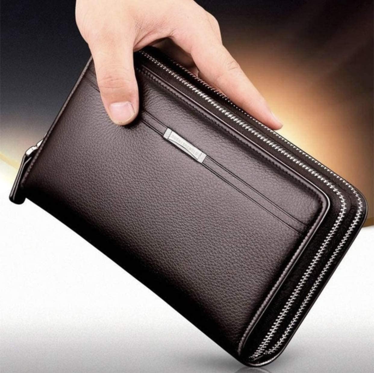 Mens Long Leather Cellphone Clutch Wallet Purse for Men Large