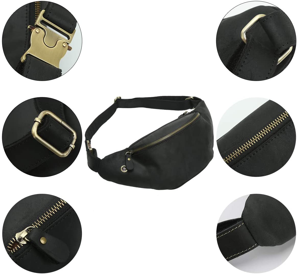 Leathario Waist Pouch Bag For Men Genuine Leather Waist Bag For