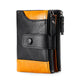 Cowhide Leather Double Zippered Jointing Wallet - AZXCG