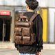 Vintage Genuine Leather Backpack 14 Inch Laptop Bag Multi Pockets School Travel Daypack - AZXCG handmade genuine leather 