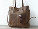 New Handmade Leather Tote Bag With Enie frontpocket - AZXCG handmade genuine leather 