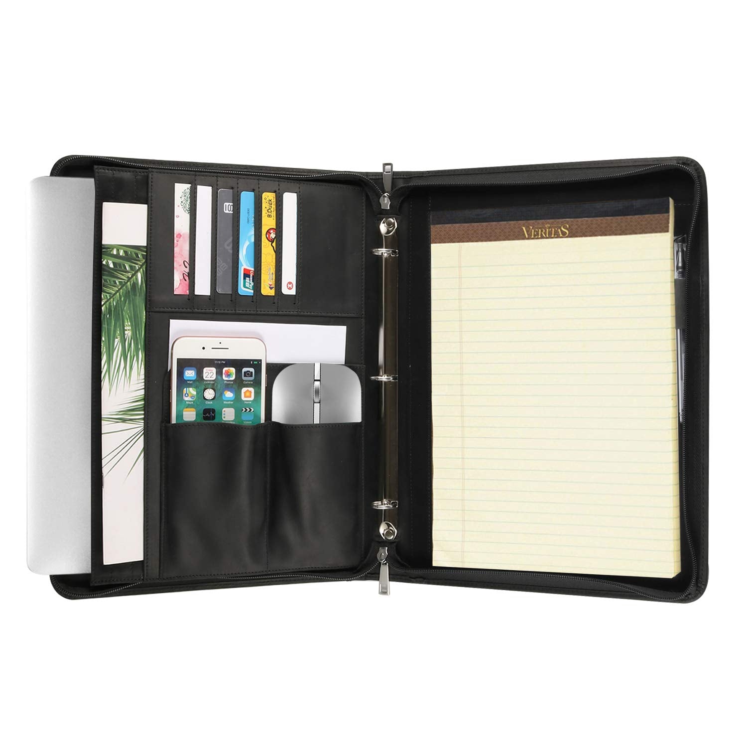 Padfolio Folder with 3 Ring Binder (Metallic Gold, Faux Leather, 10.8 –  Paper Junkie