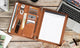 Custom Leather Portfolio for All iPad Series Padfolio With A4 Size Notepad Holder, Graduation Gift - azxcgleather
