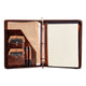 Oil Wax Leather Portfolio with 3-Ring Binder and Notepad Holder - AZXCG