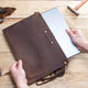 Vintage Crazy Horse Leather Case Cover for iPad/MacBook Tablet Sleeve Pouch Zipper Bag with Wrist - AZXCG