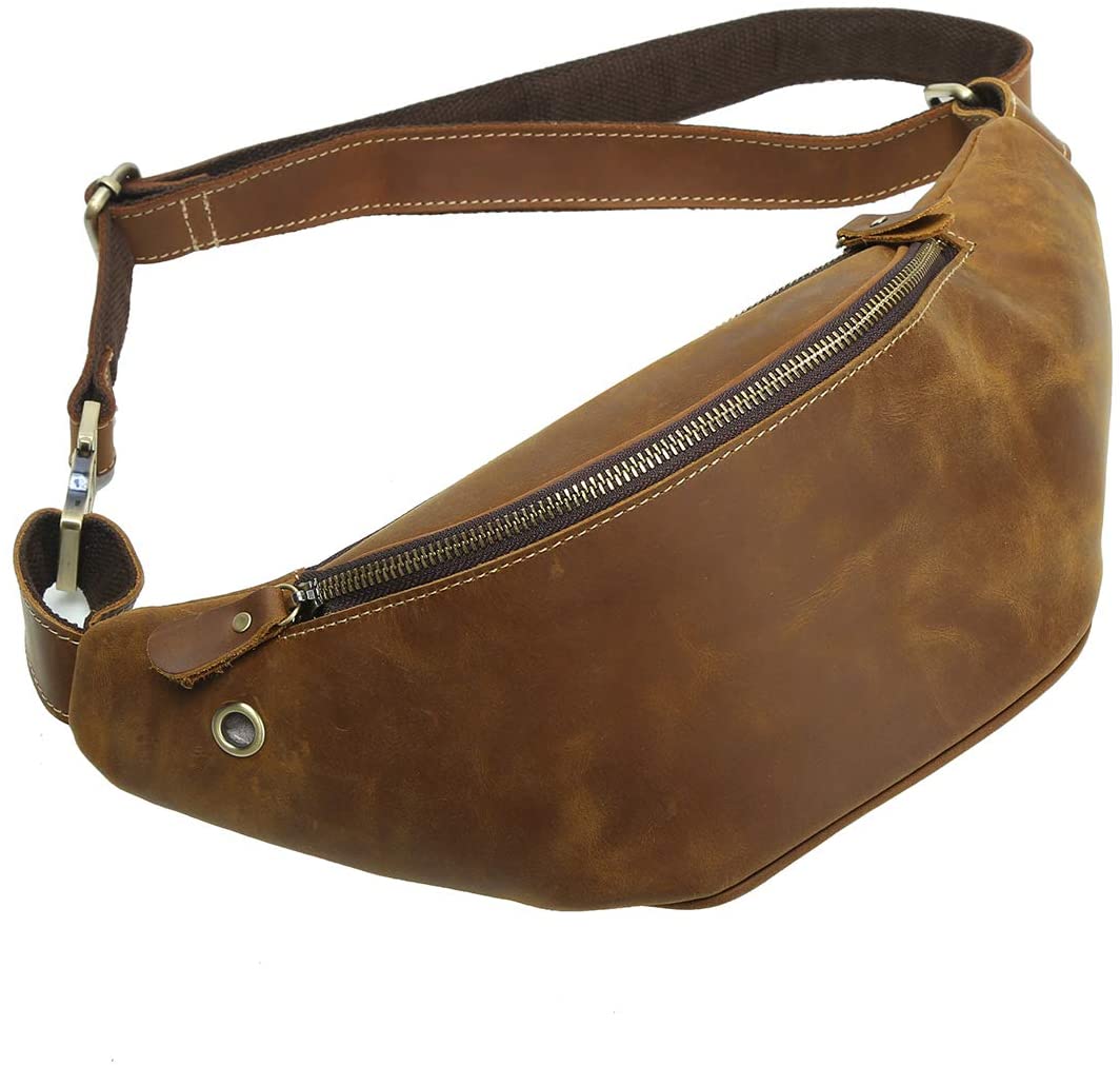 Genuine Leather Waist Bag For Men Fanny Pack Bum Bag Fashion Leather Strap Shoulder Bag Satchel Crossbody Bag Sling Bag Men |
