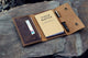 Leather Travel Journal A6 Size Wallet Notebook Cover for Pocket Size Field Notes - AZXCG