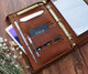 Leather Portfolio with 3 Ring Binder, Padfolio for Letter Size/A4 Notepad - AZXCG handmade genuine leather 