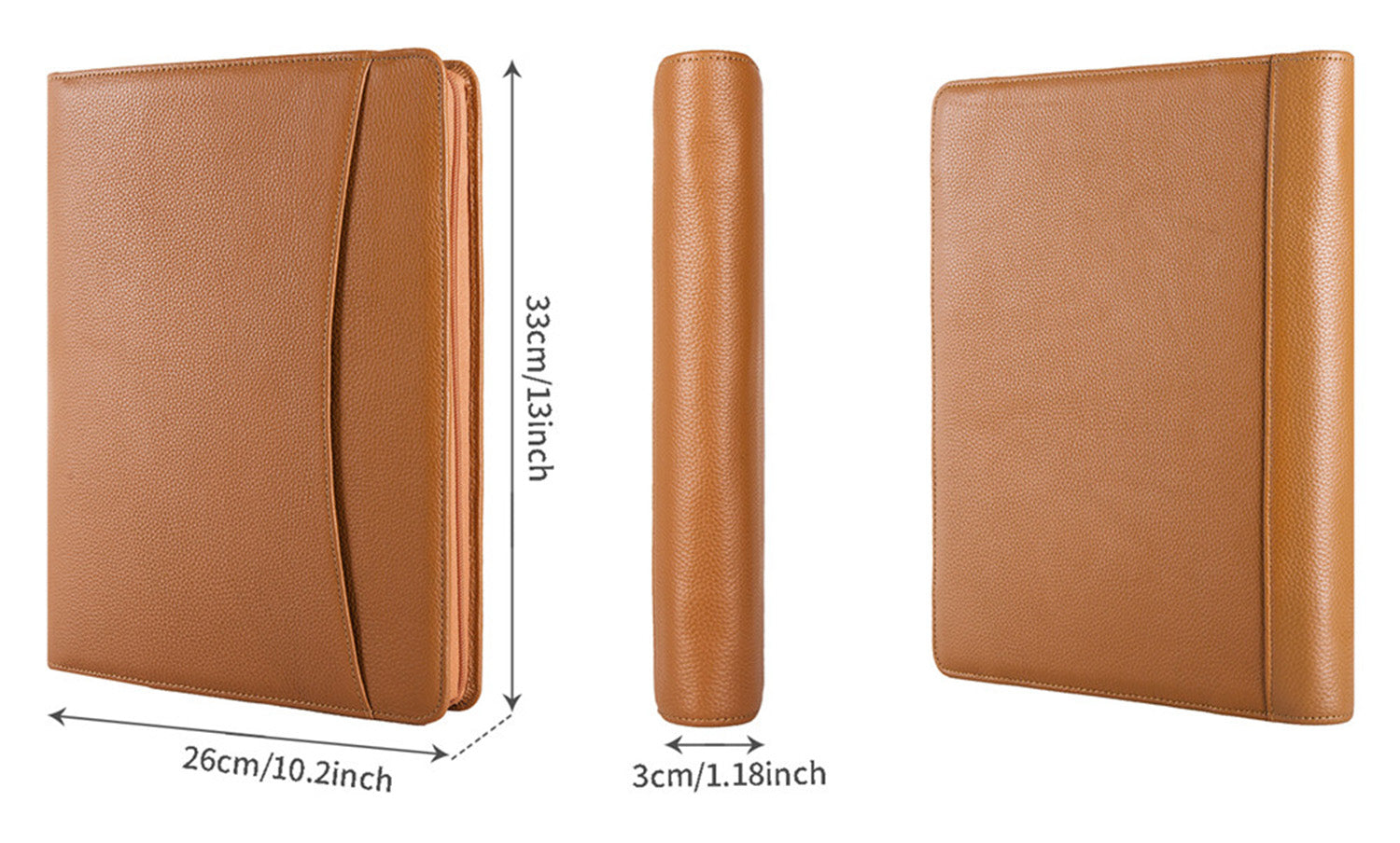 Simple Leather Organizer Folio Case for iPad Mini, Letter/A4 Paper, Chocolate Brown, Size: Large