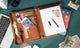 Custom Leather Portfolio for All iPad Series Padfolio With A4 Size Notepad Holder, Graduation Gift - azxcgleather