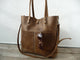 New Handmade Leather Tote Bag With Enie frontpocket - AZXCG handmade genuine leather 