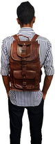 16" Genuine Leather Retro Rucksack Backpack College Bag,School Picnic Bag Travel - AZXCG handmade genuine leather 