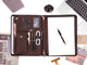 Handmade Portfolio Crazy Horse Leather Padfolio Business iPad Folder - AZXCG