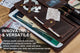 Handmade Crazy Horse Leather Portfolio Zippered Tablet Folio Folder - AZXCG