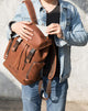 Men's Crazy Horse Leather Backpack Vintage Travel Office School Top Handle Bag - AZXCG handmade genuine leather 