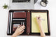 Handmade Genuine Leather Portfolio Document Organizer with A4 Size Notepad Holder - AZXCG