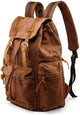 Vintage Canvas Backpack for Men Leather Rucksack Knapsack 15 inch Laptop Tote Satchel School Military Army Shoulder Rucksack Hiking Bag - AZXCG handmade genuine leather 