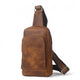 Retro Men's Handmade Leather Chest Bag Backpack - AZXCG