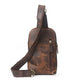 Retro Men's Handmade Leather Chest Bag Backpack - AZXCG