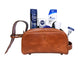 Leather Toiletry Bag for Men Dual Zipper with Handle and 2 Compartment - AZXCG handmade genuine leather 