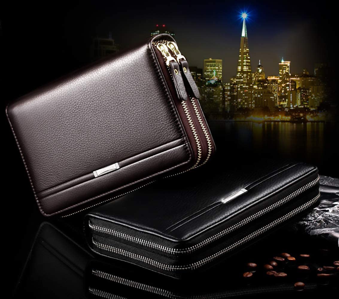  Mens Large Long Leather Clutch Hand Bag Wallet Purse Travel  Passport Business Cell Phone Holster Credit Card Holder Case for Dad  Husband (Black) : Clothing, Shoes & Jewelry