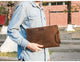 Vintage Crazy Horse Leather Case Cover for iPad/MacBook Tablet Sleeve Pouch Zipper Bag with Wrist - AZXCG