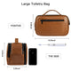 Mens Toiletry Bag, Travel Toiletry Organizer Dopp Kit Waterproof Shaving Bag for Toiletries - AZXCG handmade genuine leather 