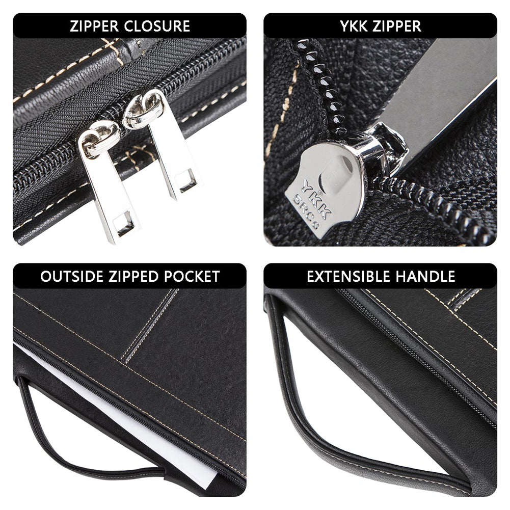 Handcrafted Leather Portfolio Folder Handle Elegant Business