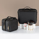 Portable storage partition cosmetic bag - AZXCG handmade genuine leather 
