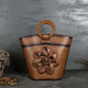 Vintage totem embossed genuine leather handbag - azxcgleather