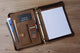 Professional Leather Portfolio with 3 Ring Binder A4 Notepad Business Conference - azxcgleather