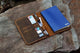 Vintage A6 notebook field notes leather Portfolio cover / distressed leather travel journal cover with card pen slot - AZXCG handmade genuine leather 