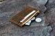 Personalized Vintage distressed leather card wallet , Minimalist Women Mens Wallet, leather front pocket wallet change coin wallet - azxcgleather