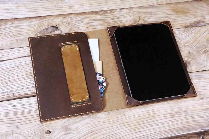 Personalized distressed leather remarkable 2 tablet case , all leather  remarkable folio organize